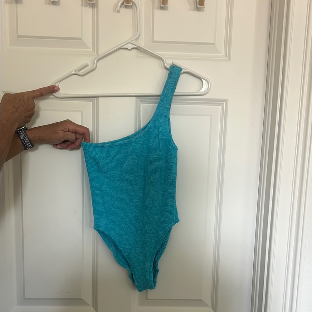 Blue Asymmetrical One Piece Swimsuit